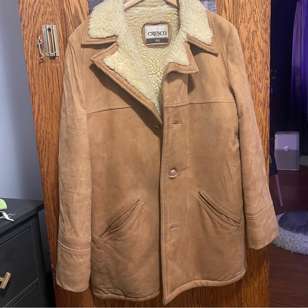 vintage leather warm coat